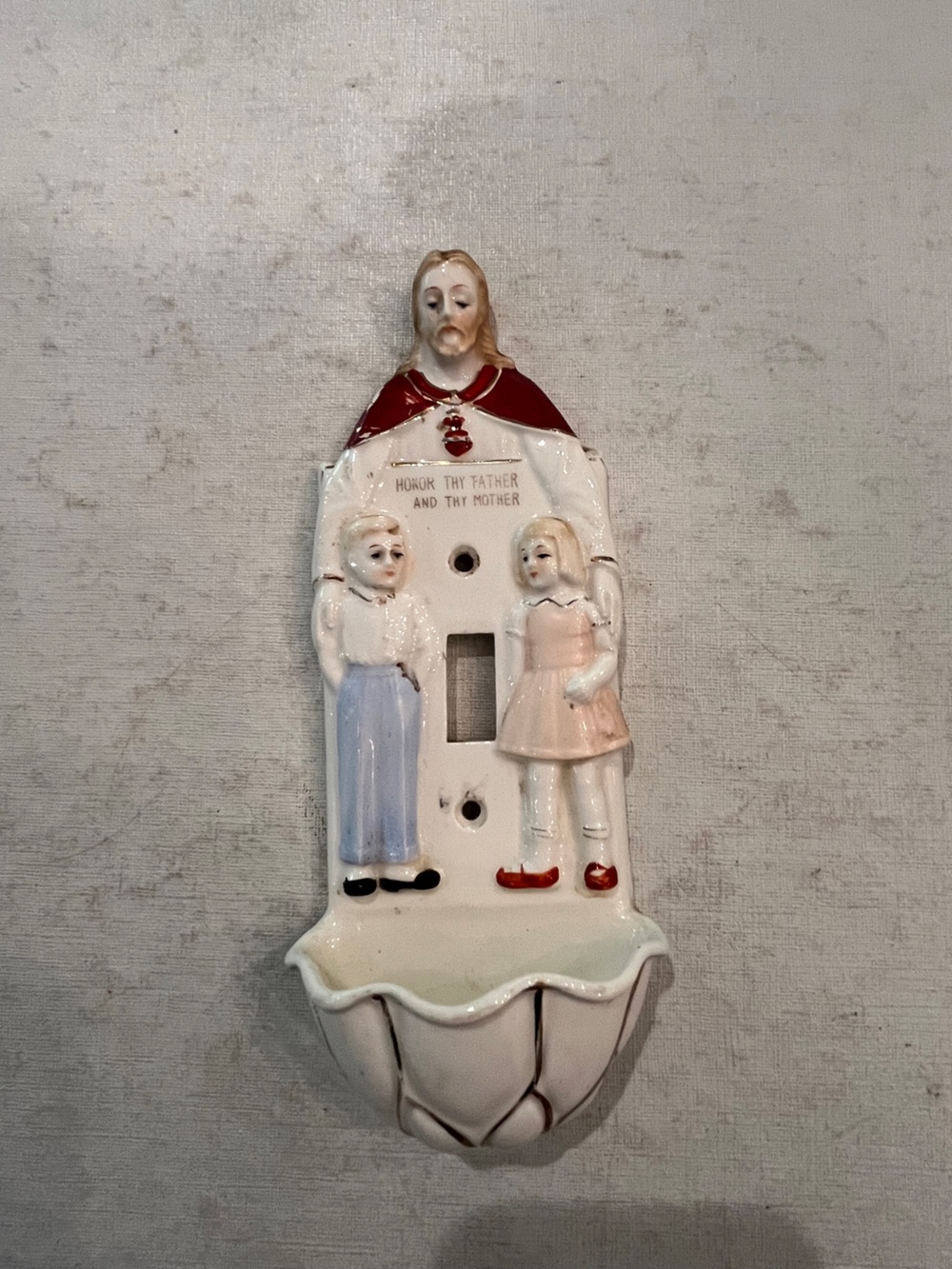 Vintage religious holy water holder/ light switch cover. So retro!